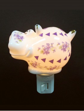Porcelain Hippo Night Light with Gift Box